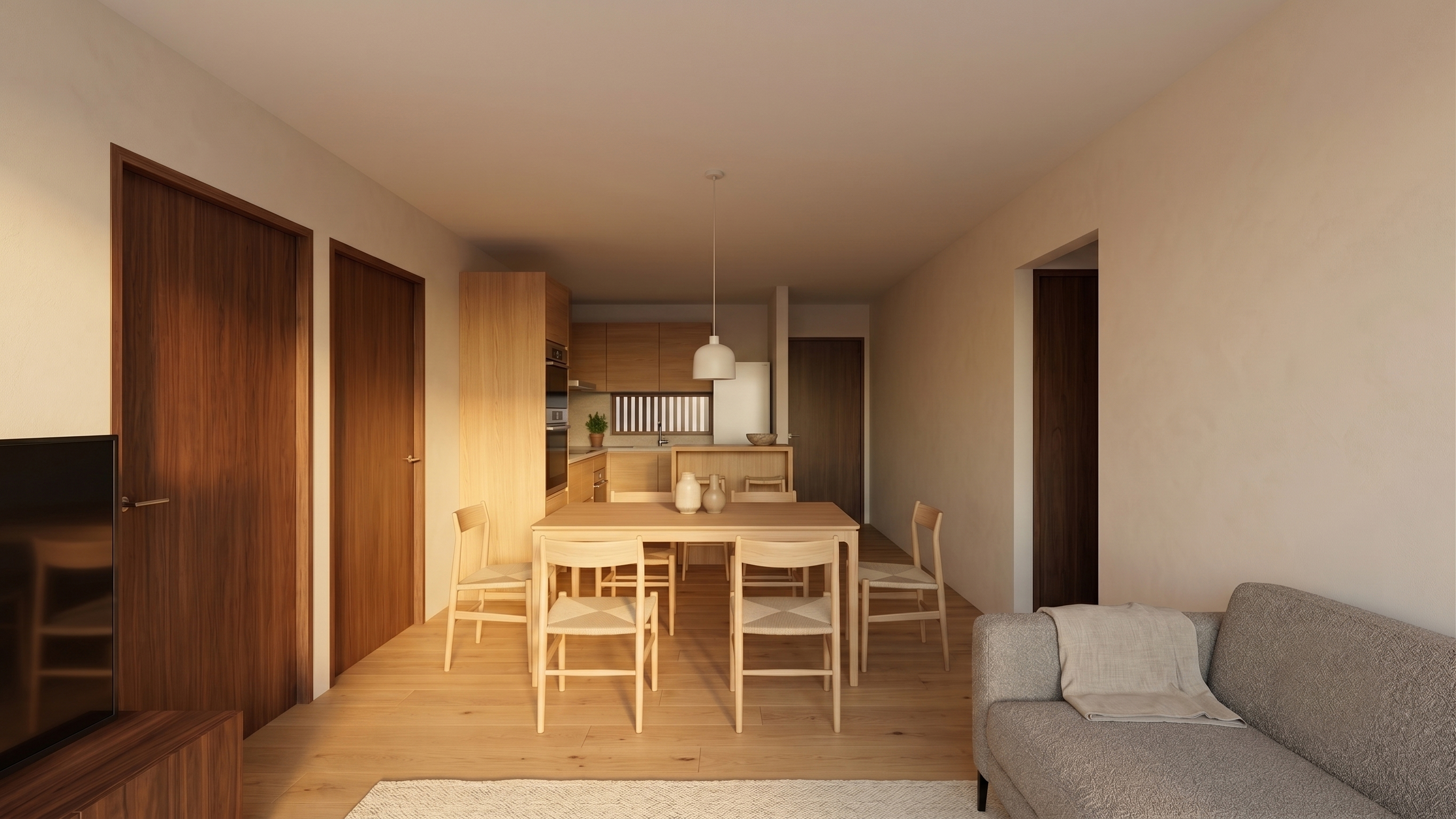 Render interior de una vivienda MP Mallén